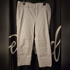 Ann Taylor Blue and White Striped Capris